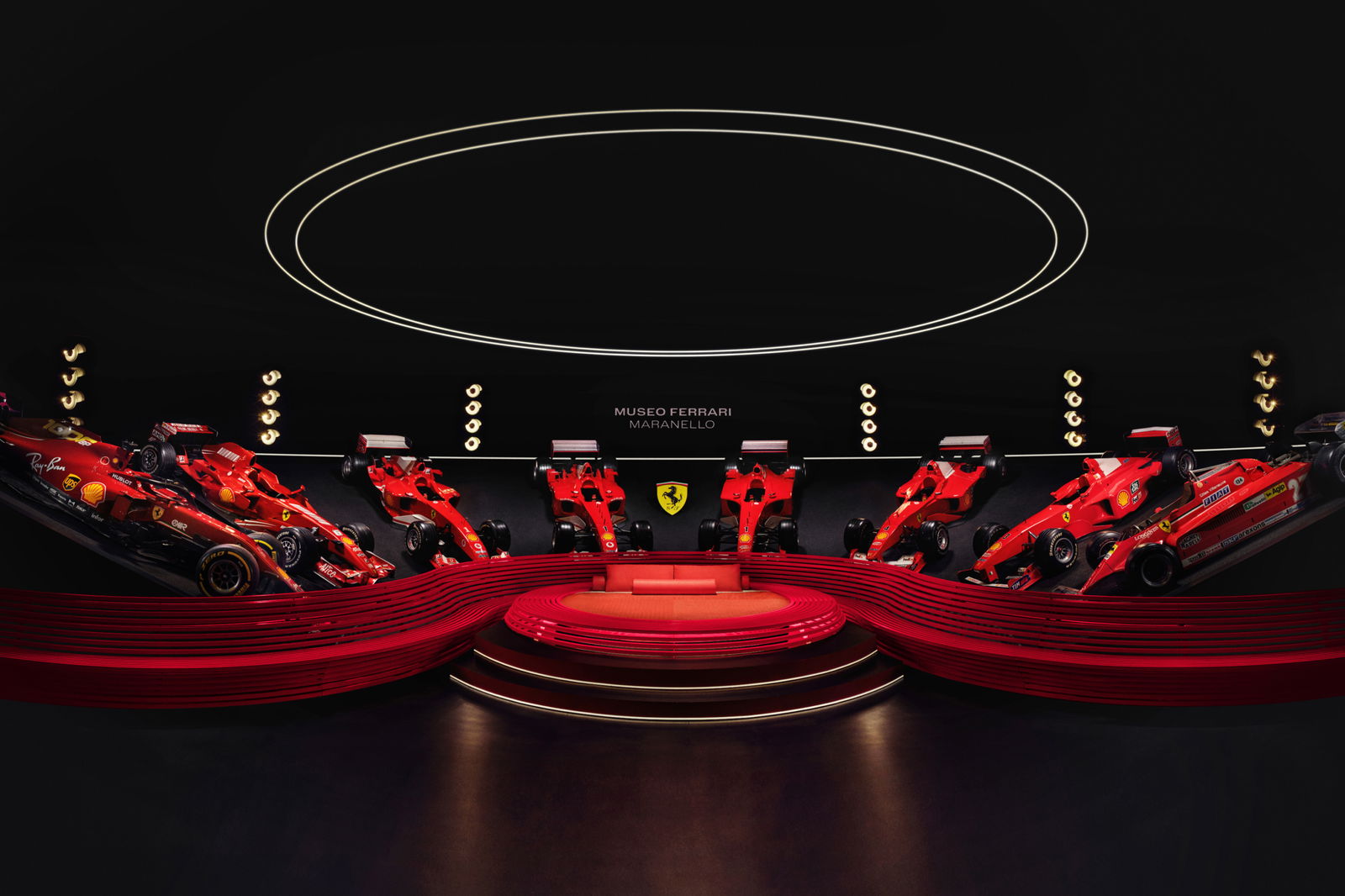 The Ferrari Museum's Salle della Vittorie, complete with bed